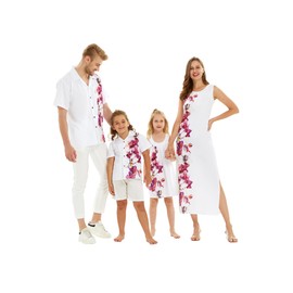 Matchable Family Hawaiian Luau Shirts, Watercolor Orchid, Men, Large