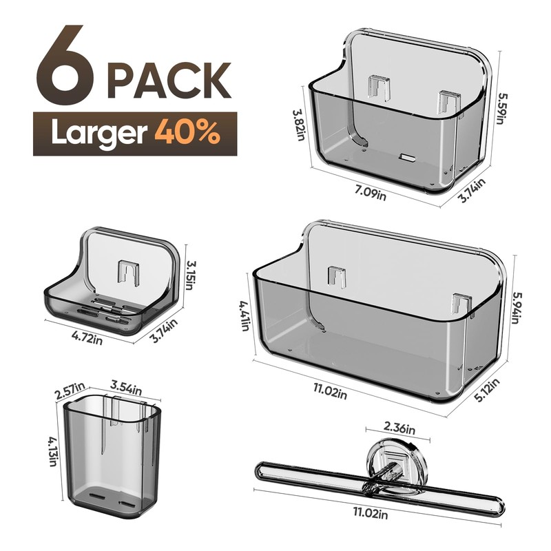 Plaitaoai Acrylic Shower Caddy,6 Pack Acrylic Rustproof Shower Organizer with