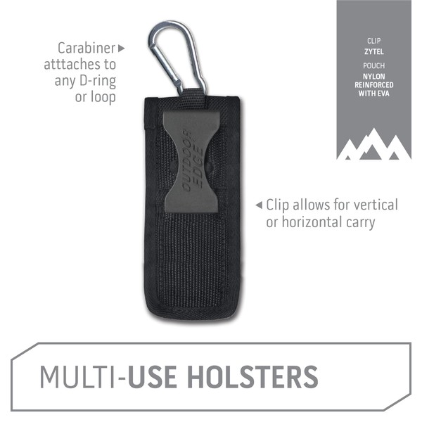 Outdoor Edge 4.5" Nylon Utility Holster - for Carrying Folding Knives and Accessories - Includes Belt Clip and Carabiner