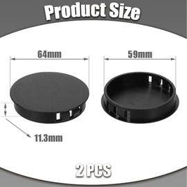 LvYiLinggg Set of 2 Plastic Black 60mm Flush Type Round Panel Snap-in Hole Cap Protective Cap for Furniture Panel
