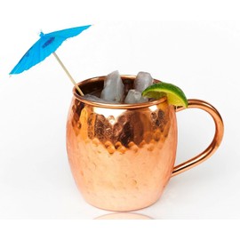 Rastogi handicrafts purecopper Tasse für Moscow Mules – Barrel 16 Oz – Bleifrei Kupfer gehämmert – Heavy Gauge – kein Innenfutter Lack beschichtet, Metall
