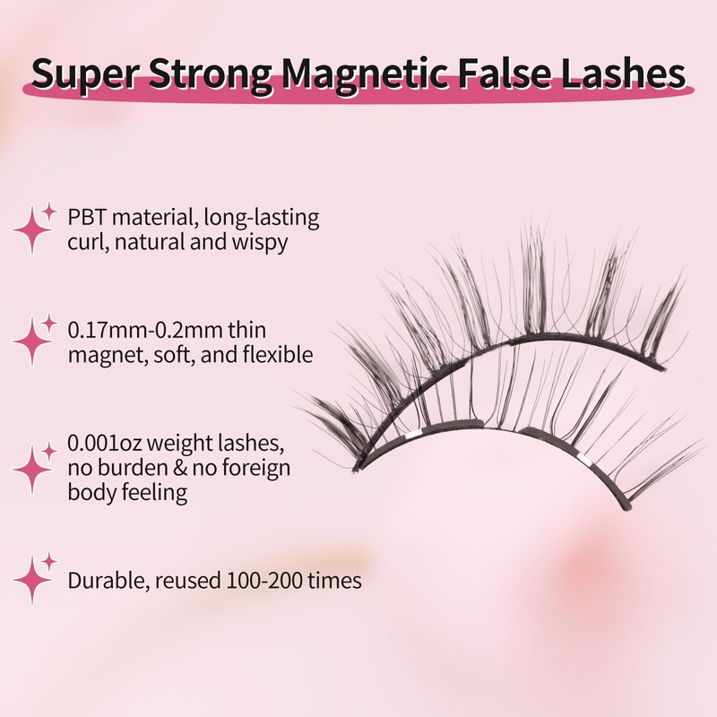 Mlen Diary Magnetic Eyelashes, Magnetic Lashes kit, Reusable False Eyelashes