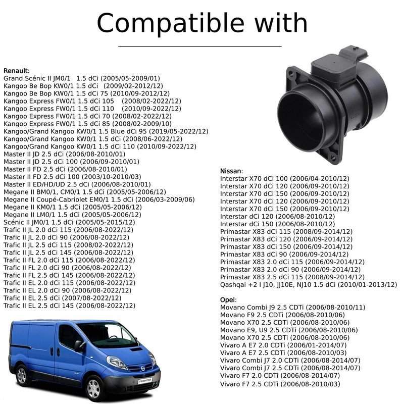 Twowinds - Luftmassenmesser 5wk97008 Kompatibel mit Renault Kangoo, Master 2,