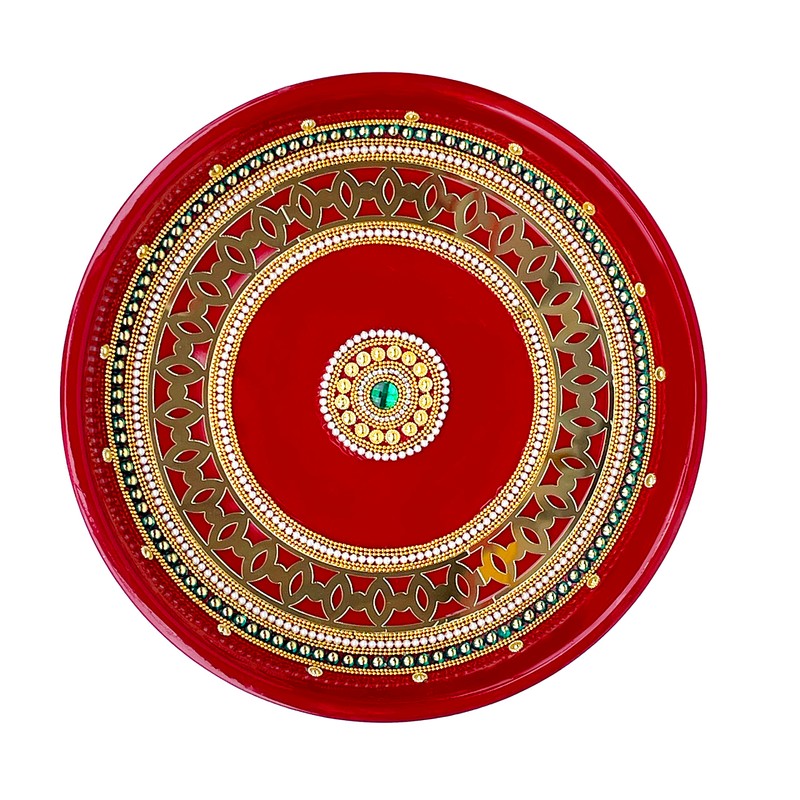 Aditri Creation Handcrafted Pooja Thali Plate Engagement Plate Decorative Steel