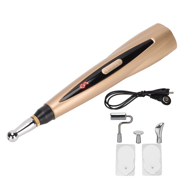 Electronic Acupuncture Massage Pen, Acupuncture Meridian Massager to Relieve Fatigue and Improve Blood Circulation, Meridian Energy Body Massager - 9 Gears Strength, 4 Massage Heads
