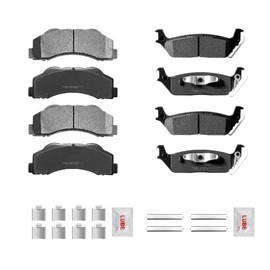 Fraxle Front and Rear Ceramic Brake Pads Set with Hardware For 2010 2011 Ford F-150 Replacement