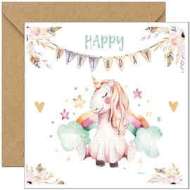 KARTEN 24 VERSAND Birthday Card Unicorn Girl Woman Unicorn Children Birthday Card Happy Birthday Cards Card Horse Rainbow Set Teenager Daughter Universe (Pastel)
