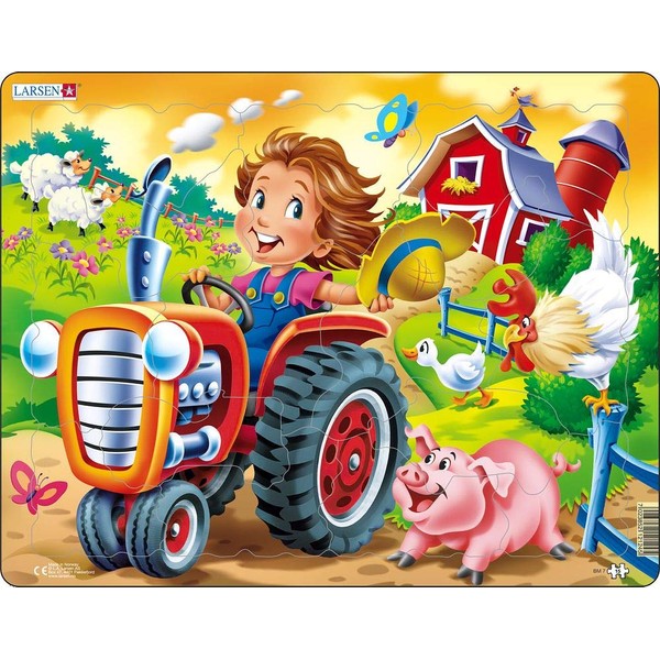Larsen Puzzles Farm Kid with Tractor 15 Piece Children's Jigsaw Puzzle