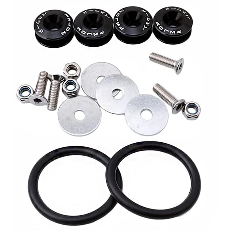 Black Aluminum Fasteners Washers Bolts Kit,Universal Car Front Rear Bumper