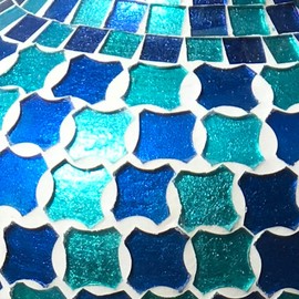 DecorShore Bella Palacio Collection Decorative Mosaic Vase - Tall 20 in. x 6 in. Home Decor Geometric Pattern Metal Floor Vase with Glass Mosaic in Blue & Turquoise Tessellation Pattern