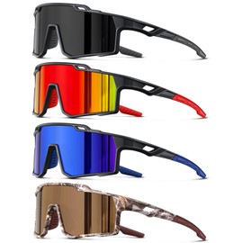 4pcs Polarized Sport Sunglasses Men Cycling Driving Fishing UV Protection Sun Glasses Lightweight Big Frame Mountain Bike Goggles