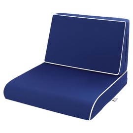 Vaukki Patio Seat Cushion Set, Waterproof Outdoor Furniture Cushion, Deep Seat Bottom and Back Cushion with Handle and Tie Outdoor Chair Pad for Sofa and Couch (Navy,24''x24''x4''+24''x14''x7'')