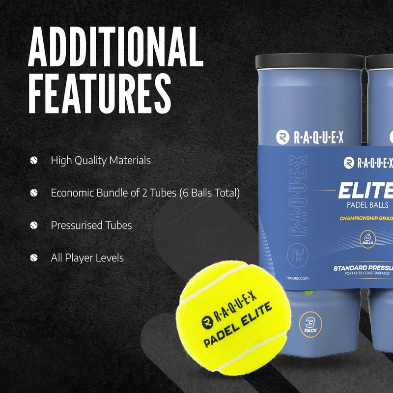 Raquex Elite Padel Balls – 6 Ball Twin Pack. Two