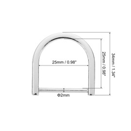 sourcing map D-Rings Screw in Shackle, 4Pcs 0.59 Inch Zinc Alloy Horseshoe U Shape D Ring Buckles for Purse DIY Leather Craft Keychain, Silver