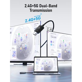 Lemorele Wireless HDMI Transmitter and Receiver Portable HDMI Extender Kit, Plug&Play 2.4/5G 164ft Range 1080P@60Hz Full HD for Streaming Video & Audio from PC, Laptop to HDTV, Projector, Monitor