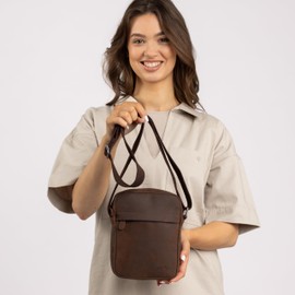 Gusti Karl Leather Shoulder Bag Small Shoulder Bag Everyday Bag Crossbody Leather Vintage Walnut Leather