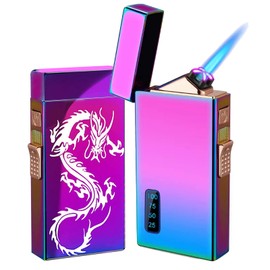 Arc Lighter and Butane Torch - 2 in 1 Refillable Electric Lighter, USB Rechargeable, Windproof for BBQs, Candles, Camping (Rainbow Dragon)