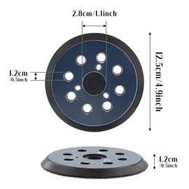 2 Pcs 5 Inch 8 Hole Orbital Sander Pads, Sanding Backing Pad 125mm,Hook and Loop Replacement Sander Pad, Sander Base Compatible with makita bo5010, bo5030k, bo5031k, bo5041k