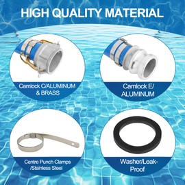 1.5" x 50 ft Backwash Hose for Swimming Pools, Heavy Duty PVC Water Lay Flat Discharge Hose,Durable Pool Drain Hose with Aluminum Camlock C and E Fittings for Pump And Filters