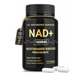 NAD de 1600 mg NAD con resveratrol y ribósido de nicotinamida, apoyo antienvejecimiento energía celular y apoyo a la claridad mental vegano sin OMG 120 cápsulas