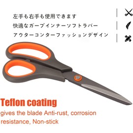 7.9 inch (20 cm) Teflon Scissors Set of 2 Universal Scissors Office Scissors Anti-stick, Anti-Rust, Fluorine Coated Stainless Steel Comfortable Soft Grip Handle Super Sharp Handicraft Scissors