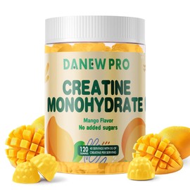 DANEW Pro Creatine Monohydrate Gummies 5000mg for Men & Women, Creatine Monohydrate for Muscle Strength, Muscle Builder, Energy Boost, Pre-Workout Supplement(120 Count)-Mango Flavor