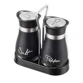 Pack of 2 Salt and Pepper Pots Salt and Pepper Shaker Salt and Pepper Set Salt Shaker Salt Pot Kitchen Accessories (Black)