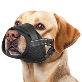 Dog Muzzle for Small Medium Large Sized Dogs,Breathable Air Mesh Basket Muzzle for Dogs Allows Panting and Drinking,Soft Dog Muzzle with Adjustable Strap to Prevent Biting Barking Licking-Black,XXL