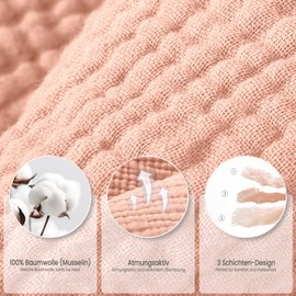 lulumoon Baby Towel Hood for Bathroom: Hooded Towel Made of Muslin Cotton 75 x 76 cm - Extra Soft Absorbent for Heat After Bathing Cream - Suitable for Babies 0-18 Months (Orange/Pink)