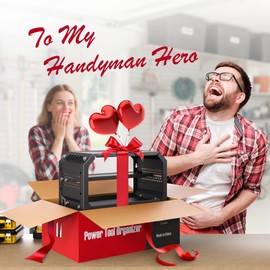 SpampurPower Tool Organizer Wall Mount with 4 Power Outlets & Charging Station &150lbs Capacity, Tool Battery storage, Metal Heavy Duty Wall Mounted Drill Holder for Handymen/Shed/Workshop, Men Gifts