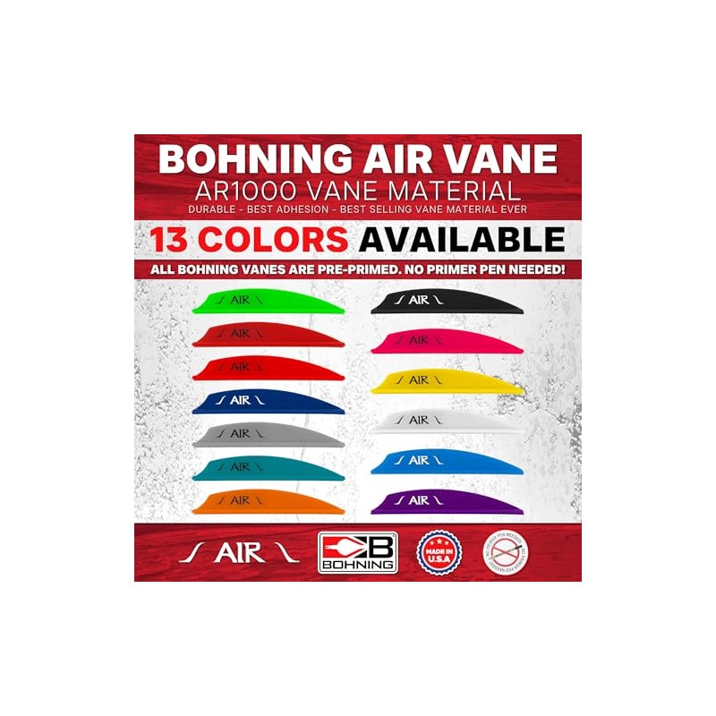 Bohning AIR Vanes, 2" Outdoor Target Vanes, 36pk, Red