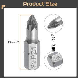 HARFINGTON 5pcs PZ1 Screwdriver Bits 1/4" Hex Shank Magnetic Head 1" Length S2 Steel Phillips Slotted Drill Bits for Repair Work Electric Screw Driver