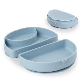 Miniware Baby Travel Plate with Suction - Foldable Silicone Baby Travel Essential to Promote Self-Feeding - Dishwasher Safe, BPA Free, Food Grade Silicone Baby Plate for On The Go - Chickory Silifold