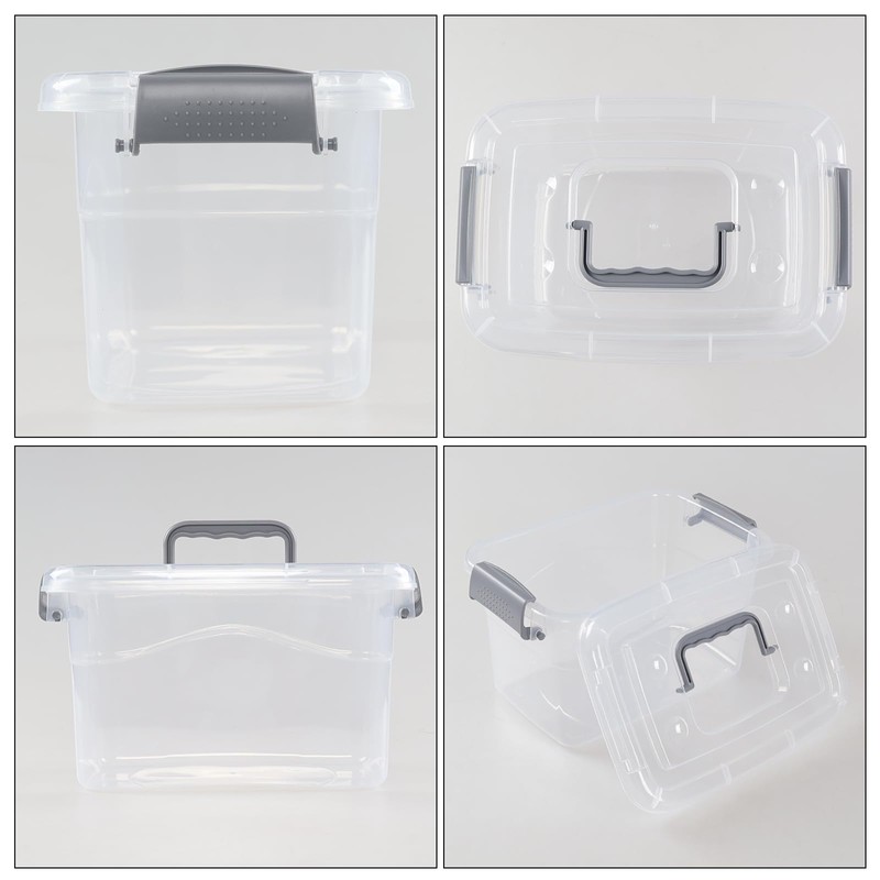 Esdiplot 6 Packs Plastic Storage Container Bins, 5 Quart Clear