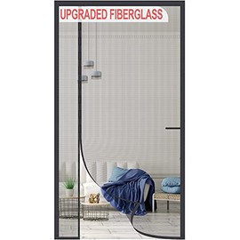 Upgraded Magnetic Screen Door Thicker 255g/㎡ Fiberglass Mesh,Reversible Left Right Side Opening,Fit Door Size 36 x 82 Inch,Retractable Door Screen Magnetic Closure,Door Curtain for Single Front Door