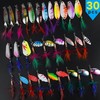Rooster Bait Tail Spinner Fishing Lures Kit,30pcs Metal Spoon Lures