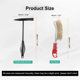 sourcing map 2pcs Welding Chipping Hammer 11.3" Slag Hammer with Coil Spring Handle 9.8" Welding Steel Wire Brush Copper-Plated for Rock Pick Forged Brick