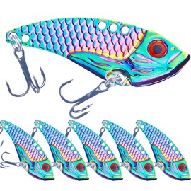 LURESMEOW Fishing Lures Blade Bait for Bass Walleye Trout for Freshwater Saltwater Metal Hard Blade Baits Fishing Blade Lure Spoons 5PCS with Box (A-Iridescent-5pcs/box,1.81in/0.35oz-5pcs)