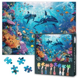 Stunning 1000-Piece Puzzle for Adults – Colorful Underwater World with Swimming Sea Turtle & Whale, Premium 1000pc Puzzles for Adults (Puzzles 1000 Pieces Ocean Life Jigsaw) 27.5" x 19.6"/70 * 50cm