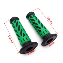 HTTMT XH4066- Atv Watercraft Web Gel Hand Grips Green Compatible With Quad Kawasaki Polaris Seadoo Recon Rincon Brute Force Prairie Atv Bruin Grizzly Kodiak(7/8 Inches Both Side)