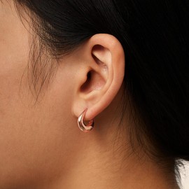 Relipop 14k Rose Gold Plated Twisted Hoop earrings,Thick Lightweight Hypoallergenic Chunky Hoop Earrings for Women,Valentines,Anniversary, Birthday Gifts, Jewelry Gifts for Women