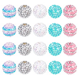 PH PandaHall 20pcs 18mm Bubblegum Beads Pen Beads Resin Rhinestone Beads Acrylic Beads Large Loose Beads for School Garland Jewellery Bracelet Pen Bag Chain Making Ramadan Decoration