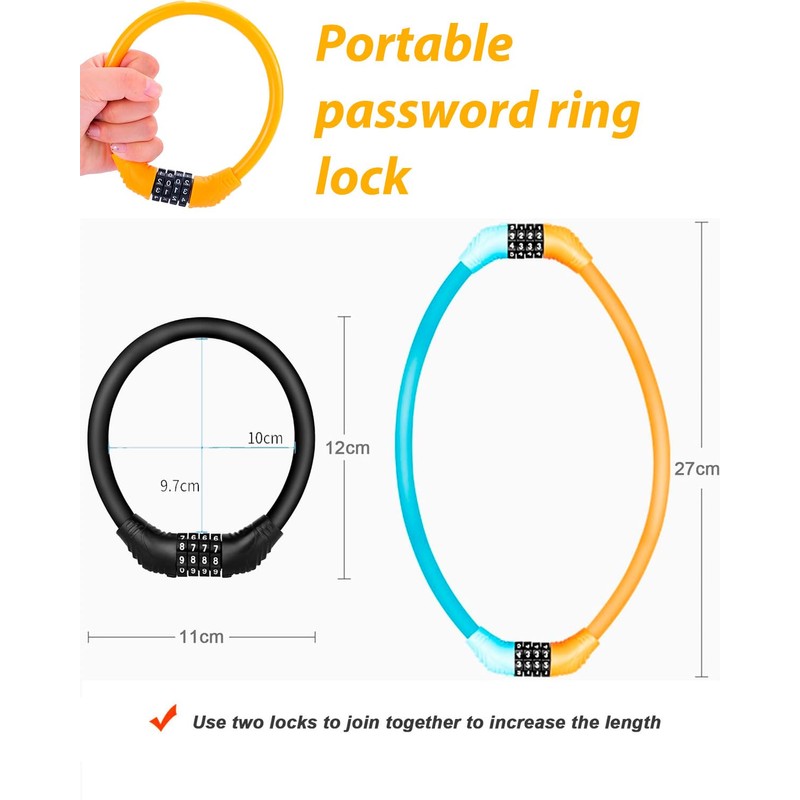 Bike Lock Resettable Combination Cable Lock for Bicycle, Scooter and