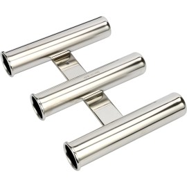 Amarine Made 2 Pack Stainless Steel Boat Fishing Rod holders 3 Tubes Rod Pod Wall Mounted