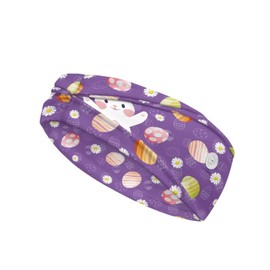 LedBack Easter Bunny Eggss Headbands with Button for Face Masks Elastic Turban Head Wraps Easter Decor Hair Band for Women Men Stretch Headwraps for Sports