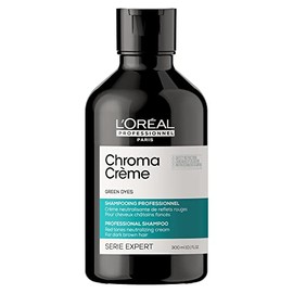 L'Oréal Professionnel Chroma Creme | Shampoo matizador verde de reflejos cálidos | Neutraliza los tonos rojizos no deseados | Con pigmento verde | Para cabello castaño obscuro | 300ml