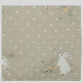 Tablecloth 85 x 85 cm with Crank Embroidery Easter Bunny in Ecru Easter Spring