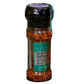 Salty Wahine Gourmet Hawaiian Sea Salts, Passion Fruit Chili Pepper, 4 Oz Reusable Grinder