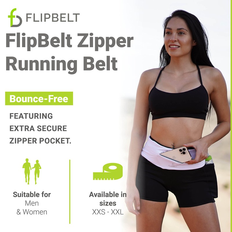 FlipBelt Zipper - White - M, White, M