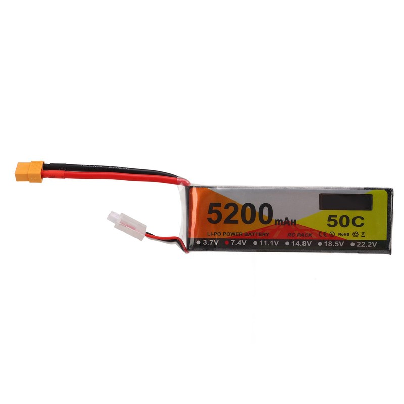 5200mah Lipo Battery 50C Discharge Rate 7.4V 2S RC Vehicles